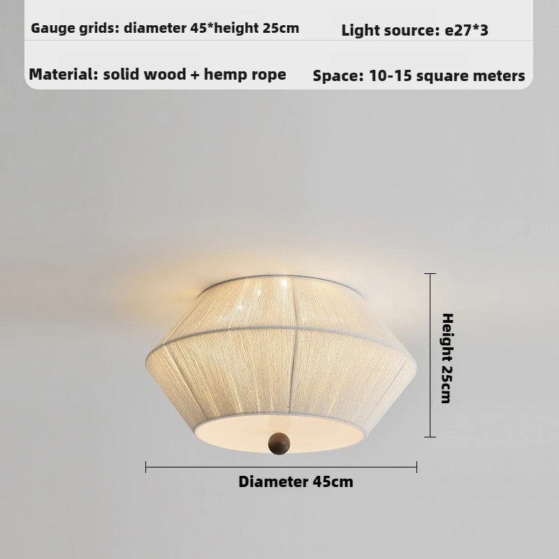 suspension moderne en bois et corde de chanvre tissée à la main