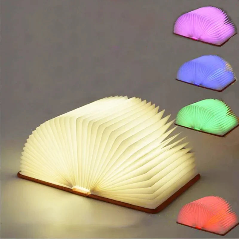 3D pliant créatif LED veilleuse RGB couleur USB Recharge en bois livre lumière décor chambre bureau lampe de Table pour enfant cadeau d'anniversaire