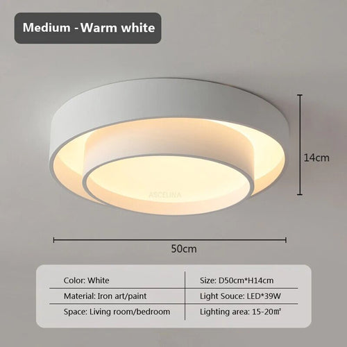 Plafonnier moderne led minimaliste blanc double rond - vue 16 sur 18