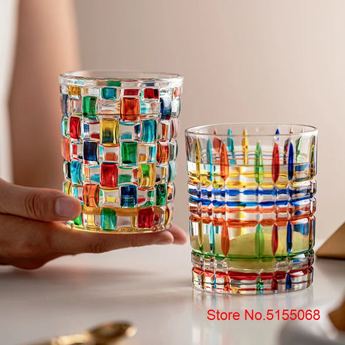 Lot 2 verres cristal motifs gothiques design zecchin