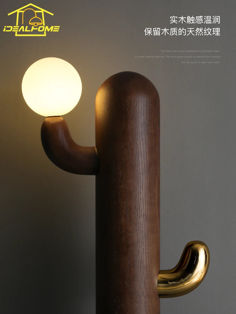 lampadaire design en bois et cactus pour intérieur moderne - vue 4 sur 9