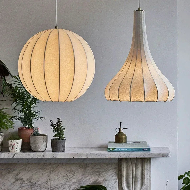 suspension en soie à led style nordique pour intérieur élégant