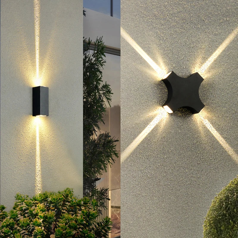Décorer les applique murale LED à faisceau linéaire en aluminium COB lumière extérieure 6W 12W étanche IP65 appliques de porche haut et bas AC110 220V