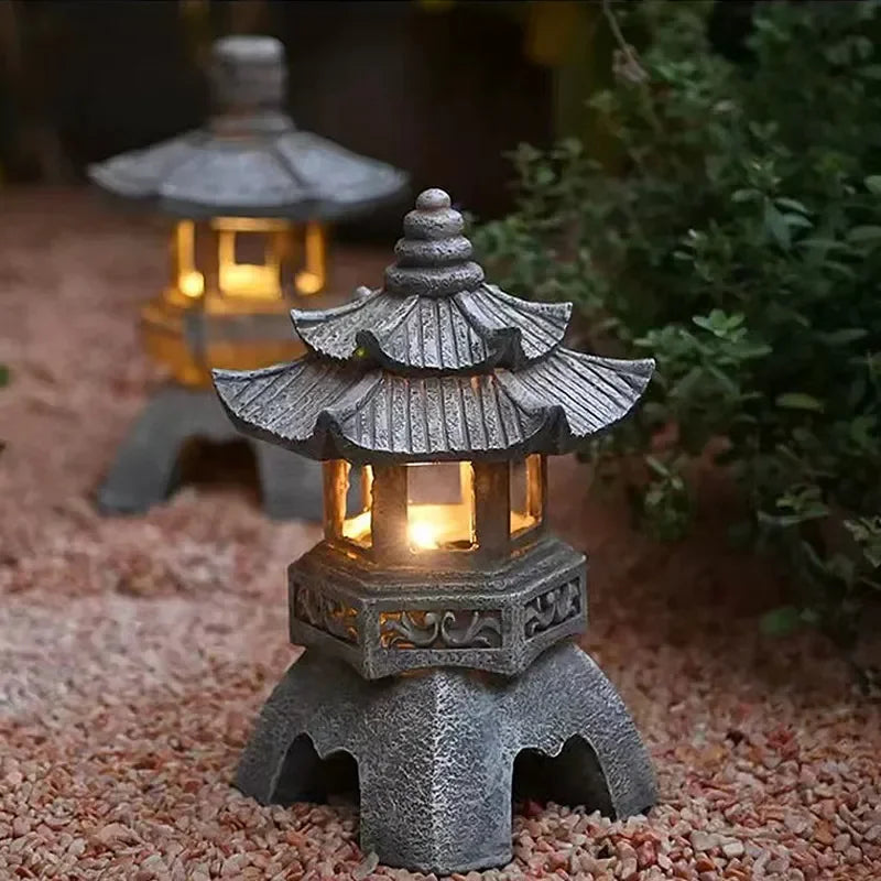 lanterne solaire led pagode pour jardin et balcon décoratif - vue 2 sur 10
