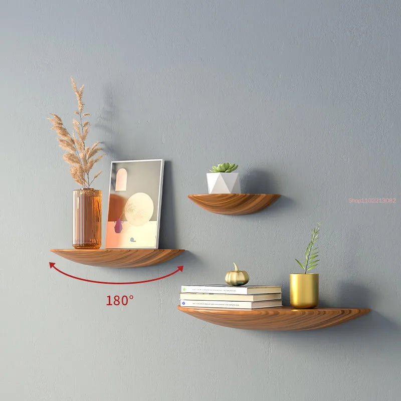 étagère murale en bois demi-cercle pour rangement et décoration