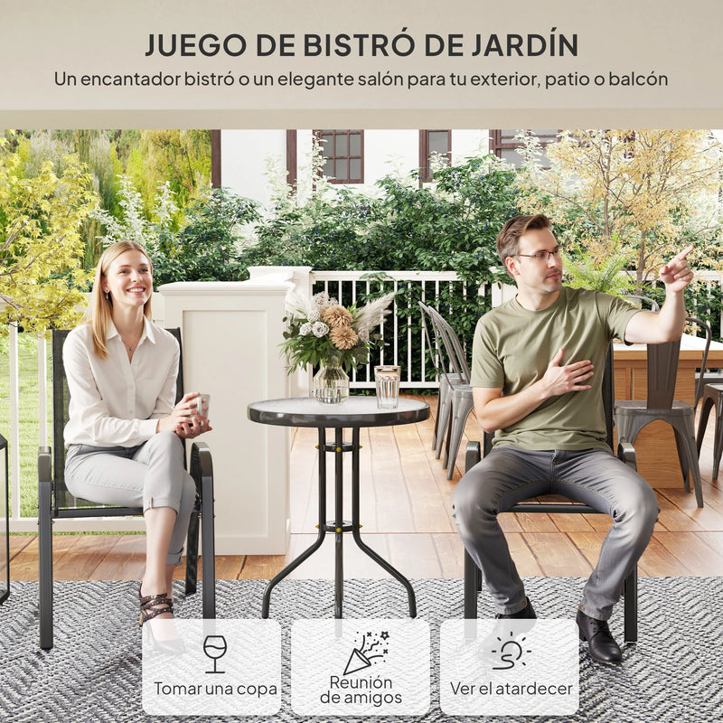 ensemble table et chaises terrasse extérieur 3 pièces