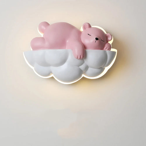 Ours polaire lumière dessin animé enfants appliques murales pour chevet télécommande gradation chambre lampe de nuit pour chambre d'enfant princesse