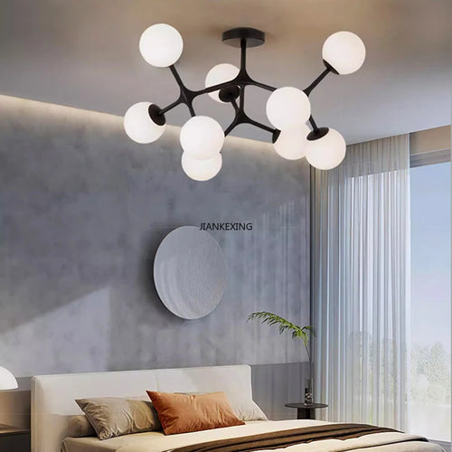 lustre suspension en boule de verre pour décoration maison - vue 2 sur 9
