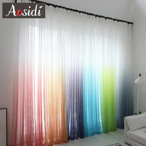 Voilage rideau tulle dégradé moderne salon chambre fenêtre - vue 2 sur 11