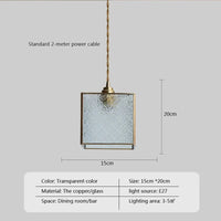 Suspension en verre transparent à motif géométrique