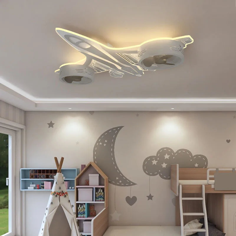 SANDYHA moderne avion Ventilador Mando plafonniers ventilateurs chambre d'enfants chambre décor à la maison Lampadario Luminaires Suspendus