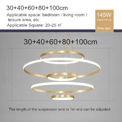 lustre moderne style nordique avec télécommande et anneau lumineux - vue 18 sur 30