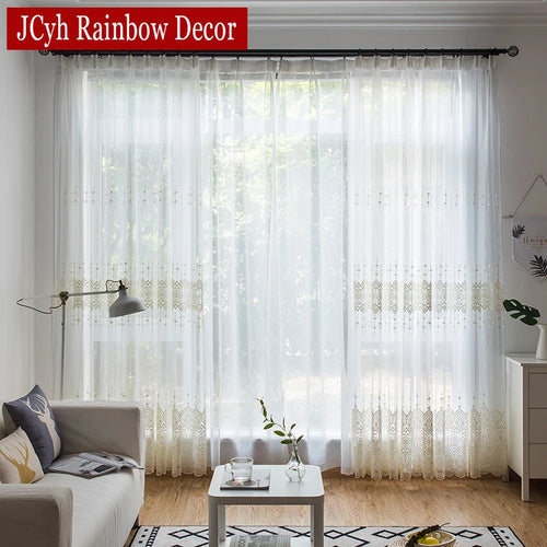 Voilage brodé en tulle élégant pour salon chambre - vue 3 sur 7