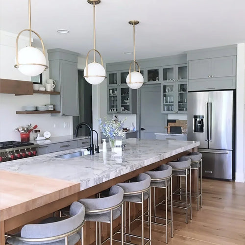 Nordic Globe Pendant Lamp Glass Ball Ceiling Suspension Hanging Light for Kitchen Island Dining Room - vue 6 sur 6