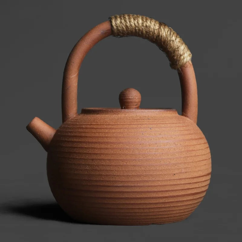 Théière japonaise artisanale en grès style rétro kungfu