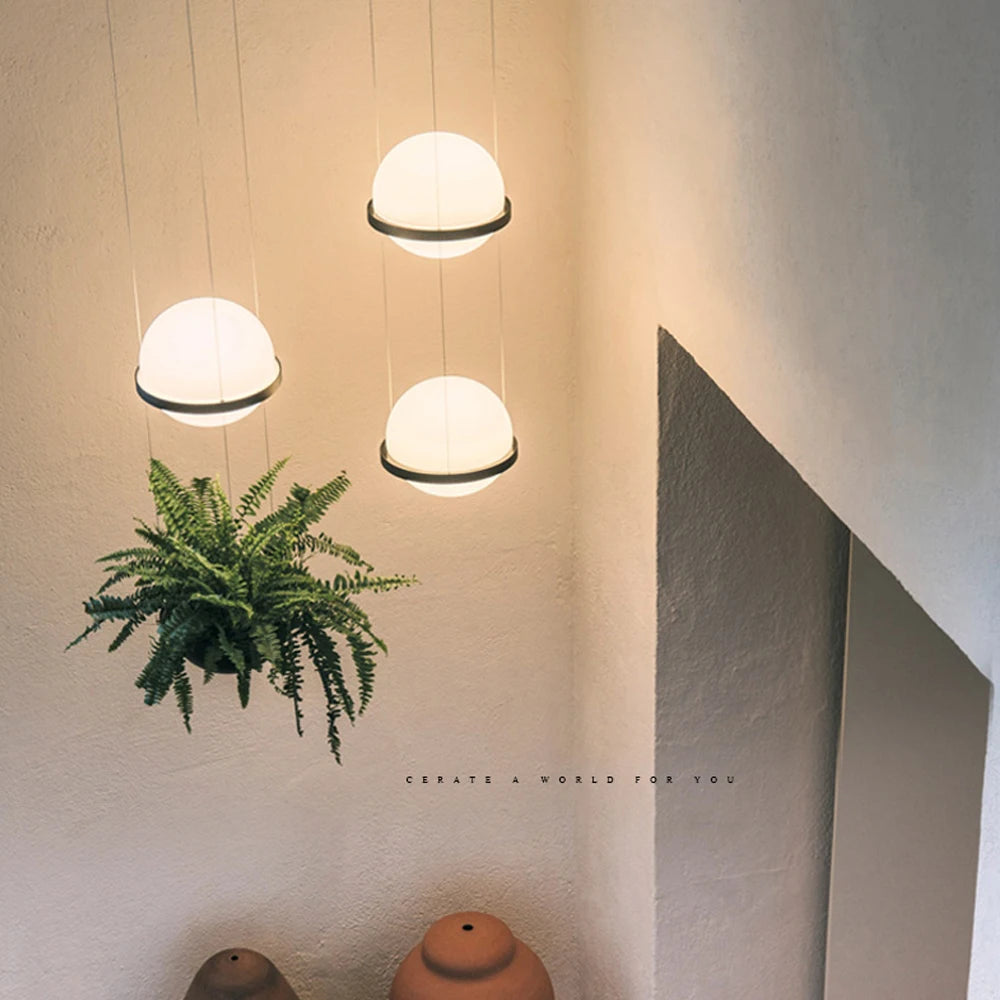 lustre moderne nordique à plantes avec pot de fleur led - vue 3 sur 18