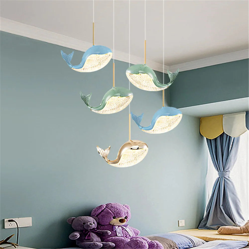 suspension led acrylique dauphin d'or pour enfants - vue 5 sur 10