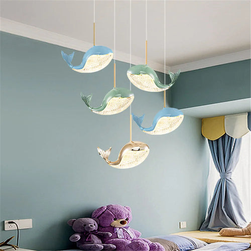 suspension led acrylique dauphin d'or pour enfants - vue 5 sur 10