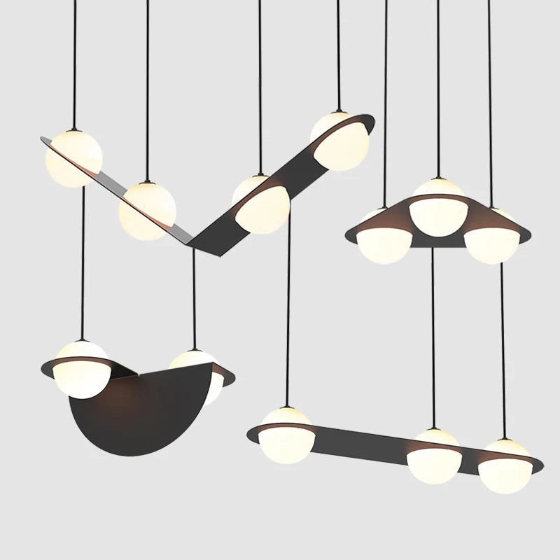 suspension créative minimaliste à géométrie pour espaces commerciaux