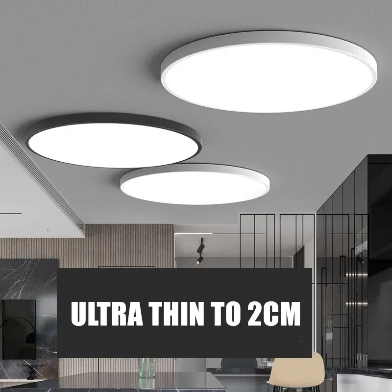 Plafonnier LED mince moderne bois salon étude chambre couloir foyer