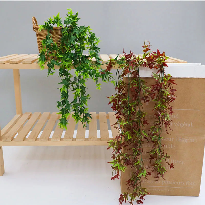 plante artificielle lierre décorative en feuille d'érable rouge - vue 3 sur 8