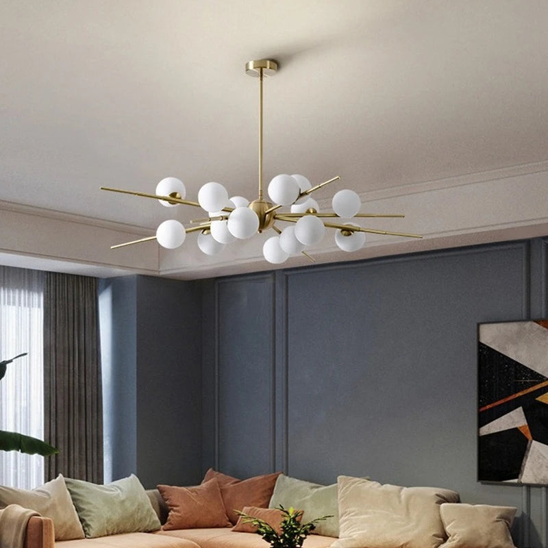 lampe moderne simple en cuivre décoration moléculaire nordique - vue 6 sur 10