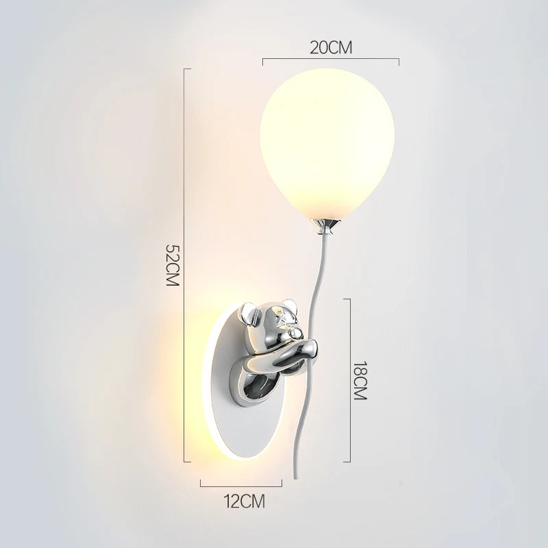 Creative and personalized cartoon children's room, bedroom, bedside wall lamp, artistic bear atmosphere wall light fixture - vue 11 sur 13