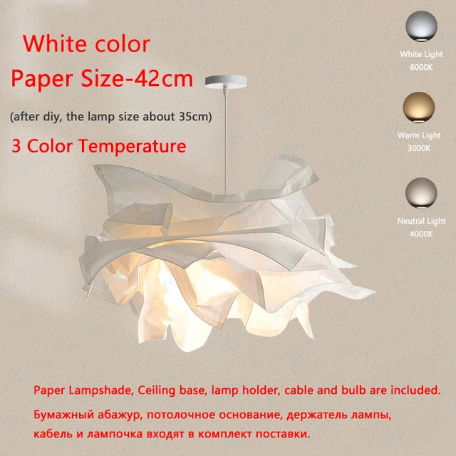 lustre minimaliste en papier led pour éclairage intérieur bricolage - vue 12 sur 12