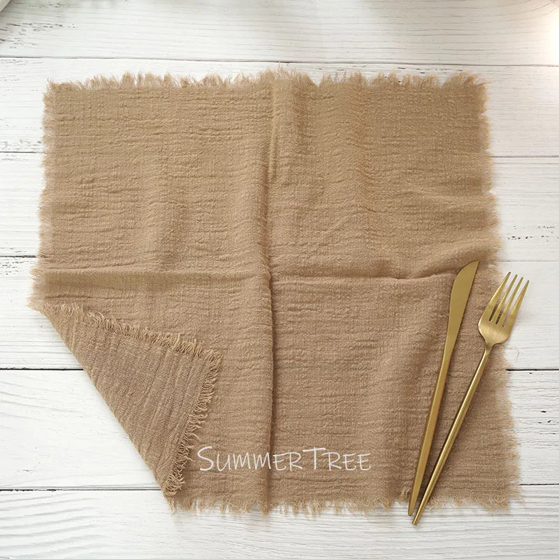 Serviette de table lot 12 gaze coton vintage - vue 4 sur 7
