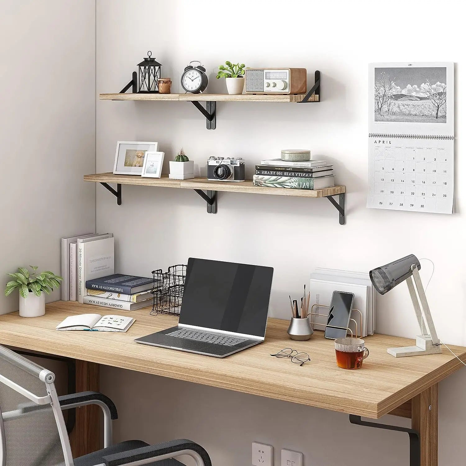 étagère flottante murale en bois design moderne pour rangement et livres - vue 2 sur 10