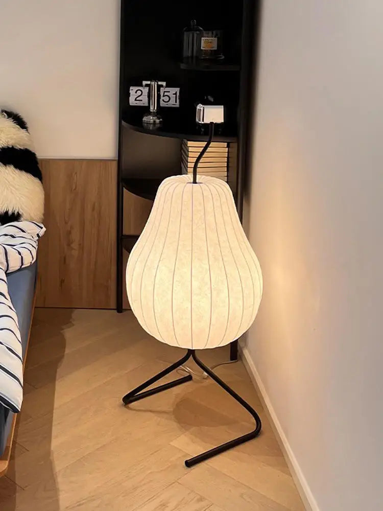 lampe de sol wabi sabi style japonais en soie décoration intérieure - vue 5 sur 8