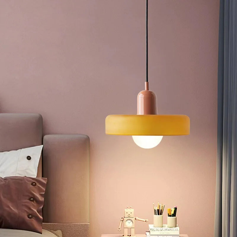 lustre moderne suspendu en verre coloré pour intérieur