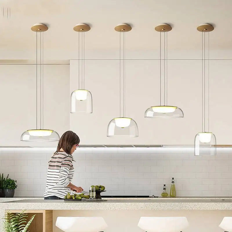 suspension à led avec couvercle en verre moderne - vue 6 sur 9