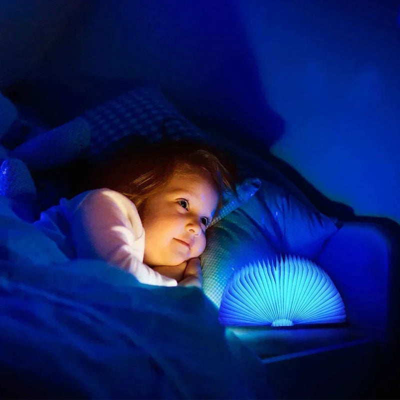 3D pliant créatif LED veilleuse RGB couleur USB Recharge en bois livre lumière décor chambre bureau lampe de Table pour enfant cadeau d'anniversaire