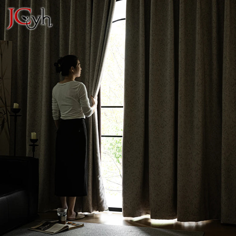 Rideau occultant motif floral élégant pour chambre salon