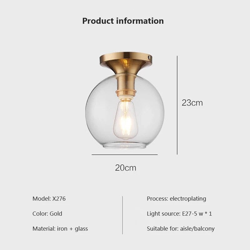 Plafonnier LED en verre transparent moderne