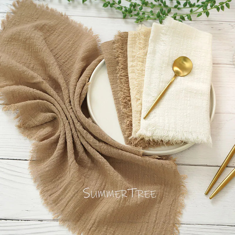 Serviette de table gaze coton lot 12 rustique