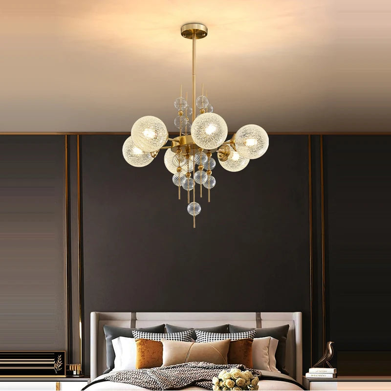 lustre à bulles classique en chrome doré tendance 2024 avec éclairage led