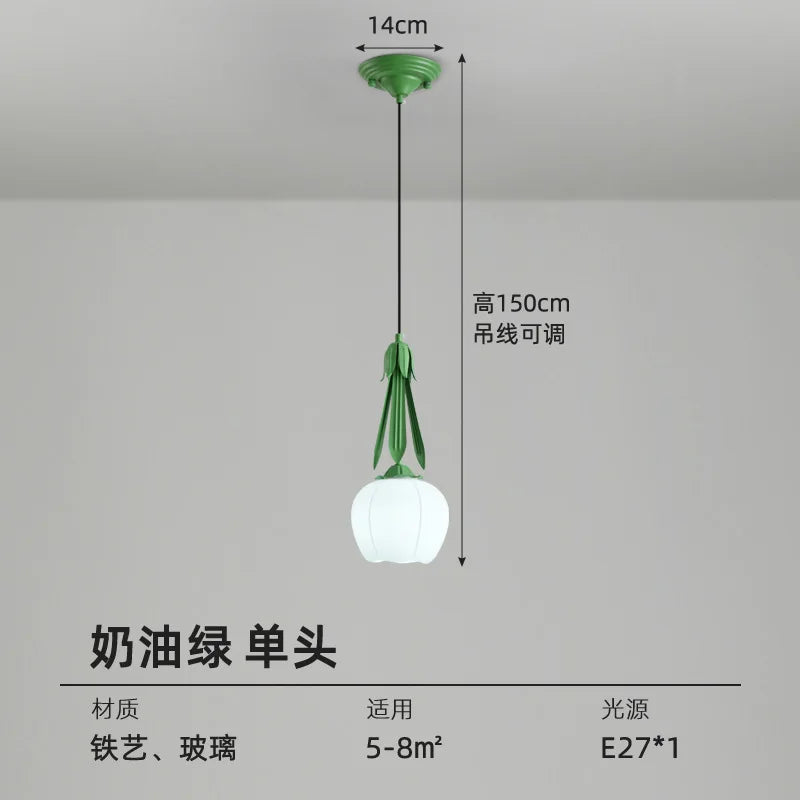 lustre art déco en verre avec abat-jour floral suspendu - vue 8 sur 11