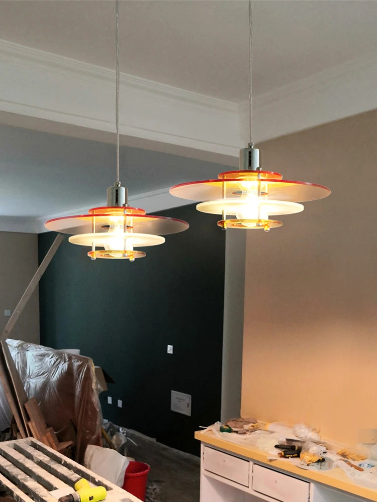 suspension à led en acrylique pour restaurant et magasin de vêtements
