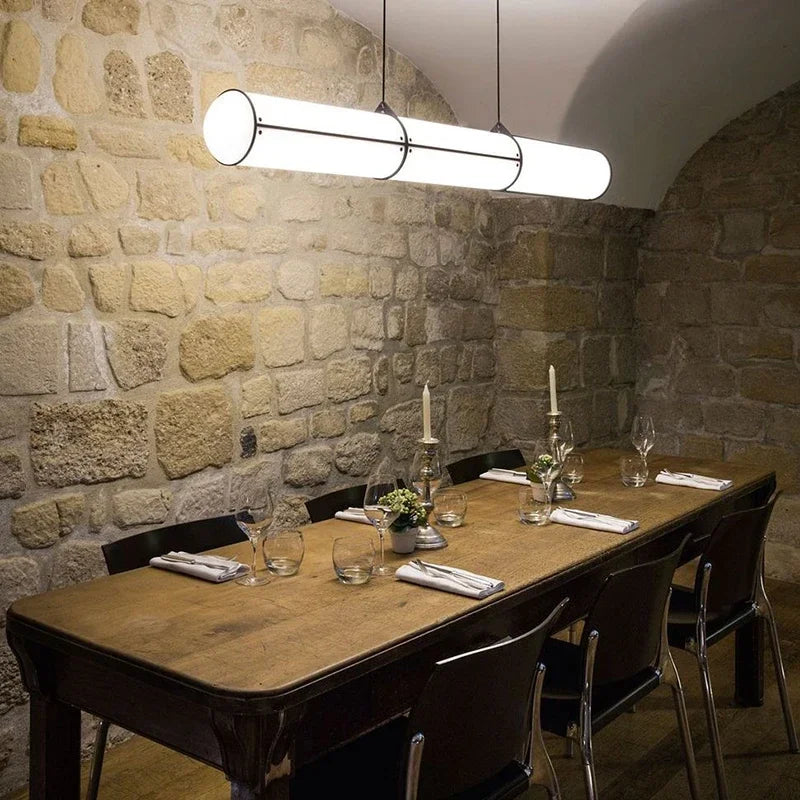 lustre rétro minimaliste design italien avec lampes suspendues acrylique - vue 4 sur 10