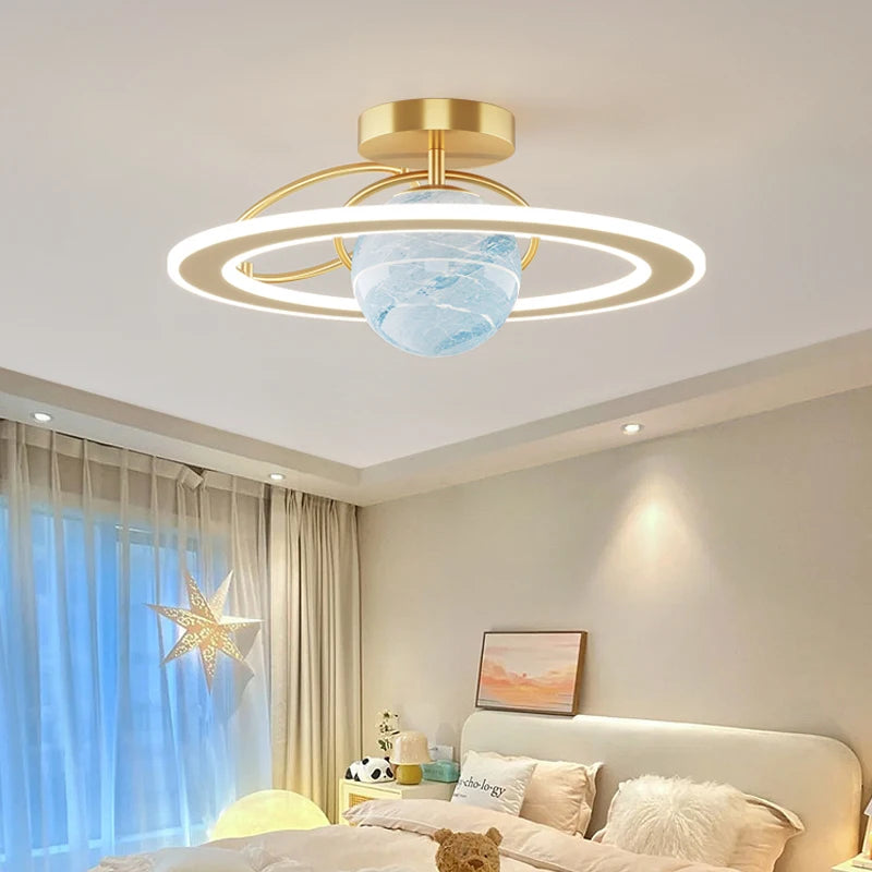 Plafond moderne à LEDs lumières salon chambre Simple personnalité en fer forgé rond maison salle à manger étude lampes d'éclairage intérieur