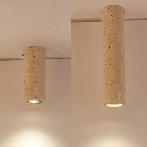 Spot Style Wabi-Sabi Style travertin jaune plafonnier cylindrique moderne minimaliste entrée allée lampe créative B &amp; B rétro lampes - vue 3 sur 8