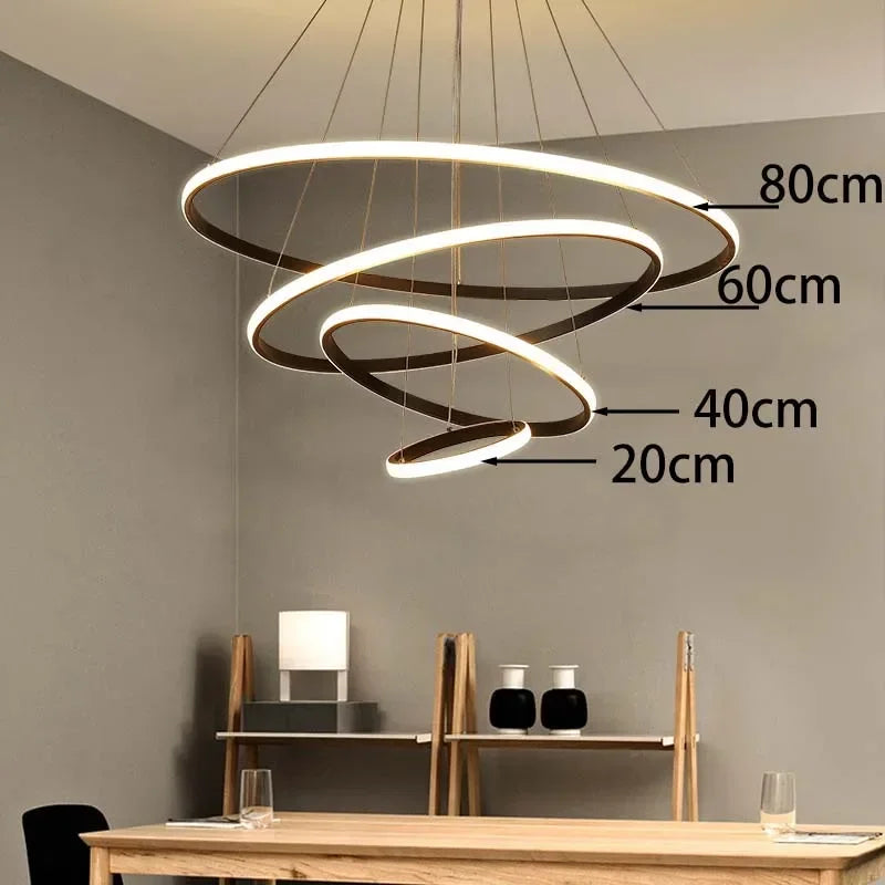lustre moderne rond à trois cercles design élégant - vue 13 sur 13