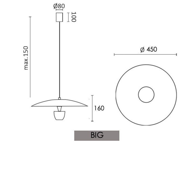 Suspension design LED avec abat-jour arrondie nordic Fuji