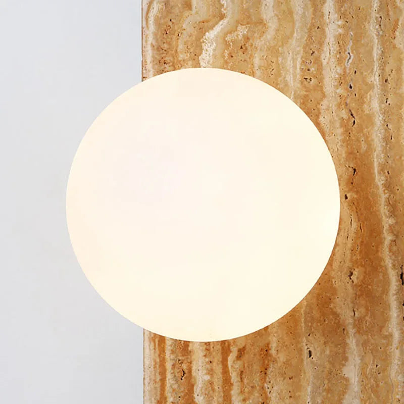 applique murale en pierre naturelle avec demi-cercle en verre blanc
