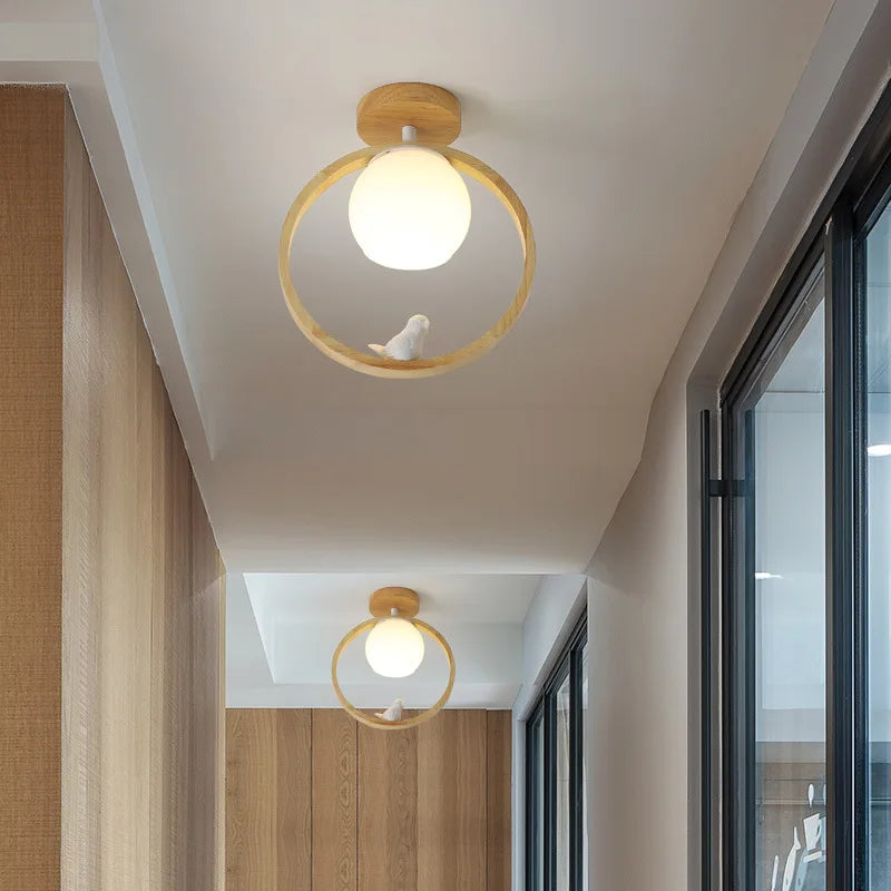 Plafonnier en bois nordique pour couloir entrée balcon couloir vestiaire Illuminaire 3 température de couleur en bois LED allée lumière