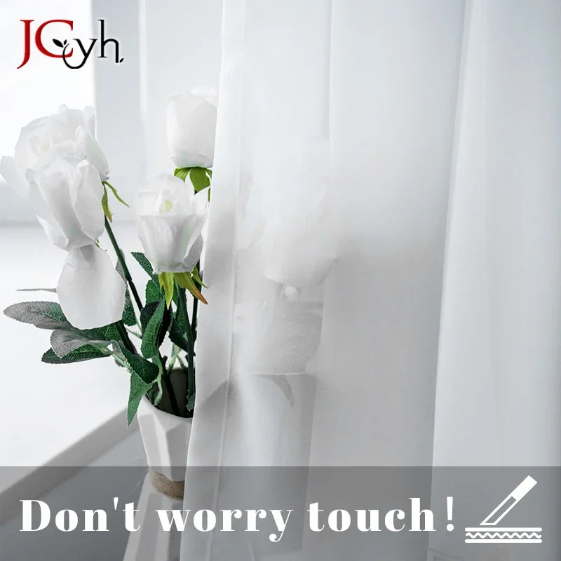 Voilage tulle moderne semi transparent pour salon chambre - vue 5 sur 7