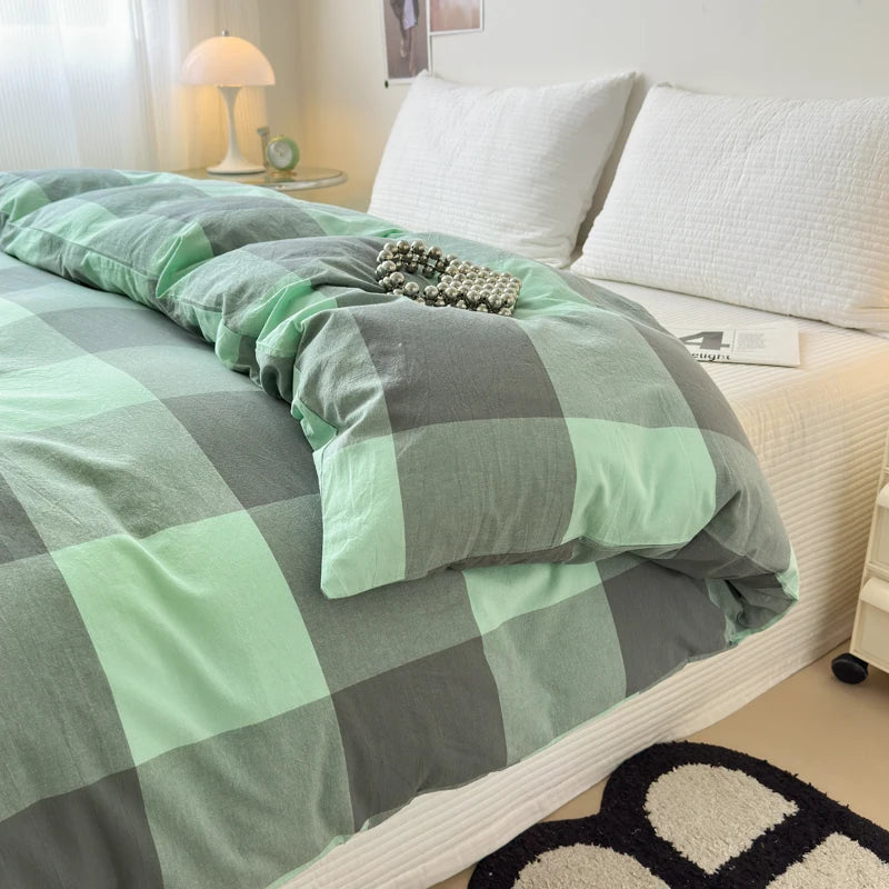 housse de couette en coton unie avec fermeture éclair