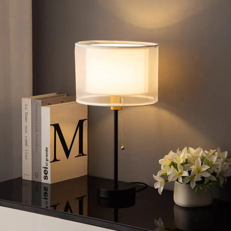 lampe de table en tissu vintage nordique design luxe - vue 3 sur 10